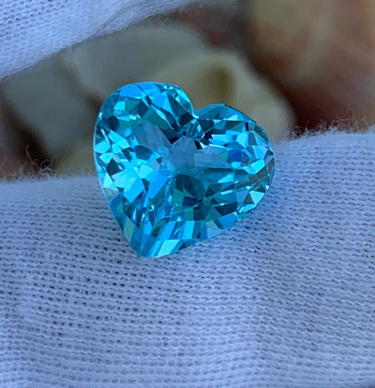 Swiss Topaz 11.30 CT Blue Stone Heart Shaped, Natural Loose Gemstone, Ston for Necklace and Ring